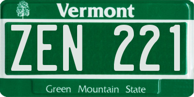 VT license plate ZEN221