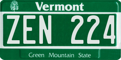 VT license plate ZEN224