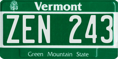 VT license plate ZEN243