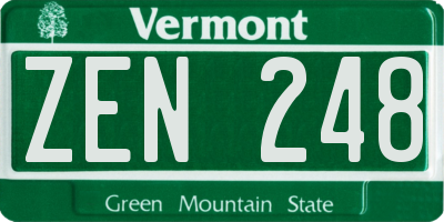 VT license plate ZEN248