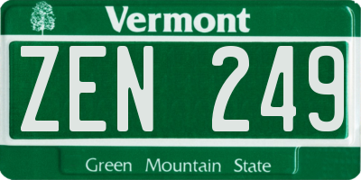 VT license plate ZEN249
