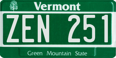 VT license plate ZEN251