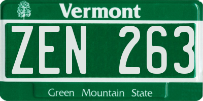 VT license plate ZEN263