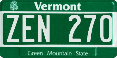 VT license plate ZEN270