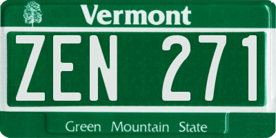 VT license plate ZEN271
