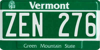 VT license plate ZEN276