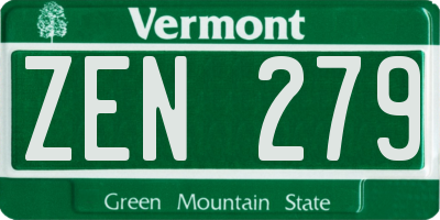 VT license plate ZEN279