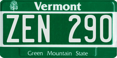 VT license plate ZEN290