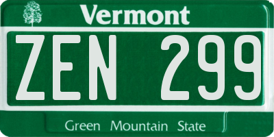 VT license plate ZEN299