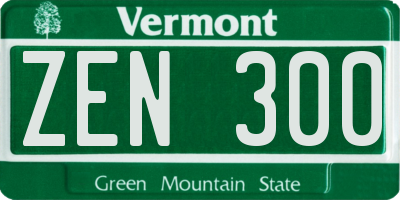 VT license plate ZEN300