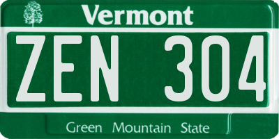VT license plate ZEN304