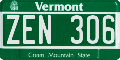 VT license plate ZEN306