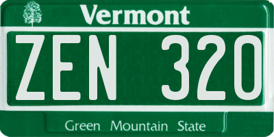 VT license plate ZEN320