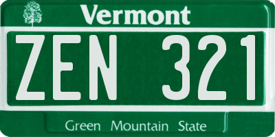 VT license plate ZEN321