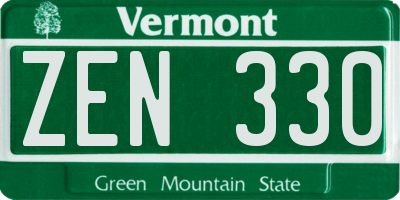 VT license plate ZEN330