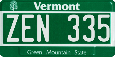 VT license plate ZEN335