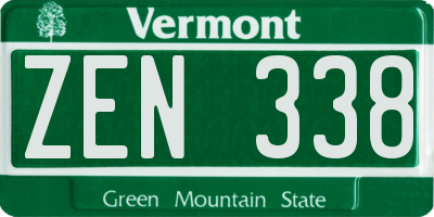 VT license plate ZEN338