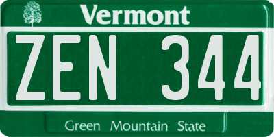 VT license plate ZEN344