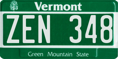 VT license plate ZEN348
