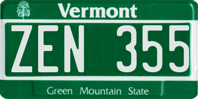 VT license plate ZEN355