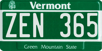 VT license plate ZEN365