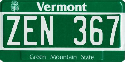 VT license plate ZEN367