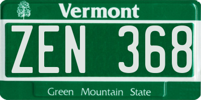 VT license plate ZEN368