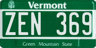 VT license plate ZEN369