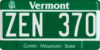 VT license plate ZEN370