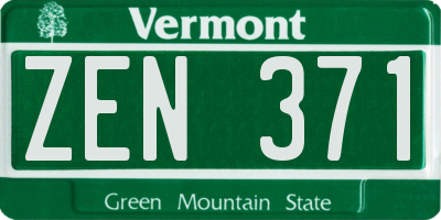 VT license plate ZEN371