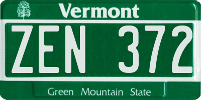 VT license plate ZEN372