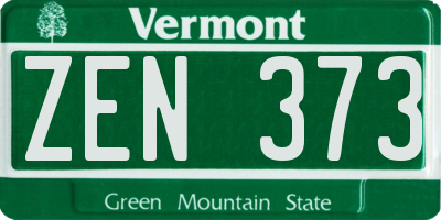 VT license plate ZEN373
