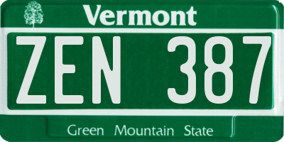VT license plate ZEN387