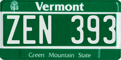 VT license plate ZEN393