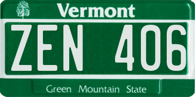 VT license plate ZEN406