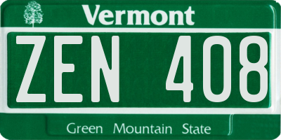VT license plate ZEN408