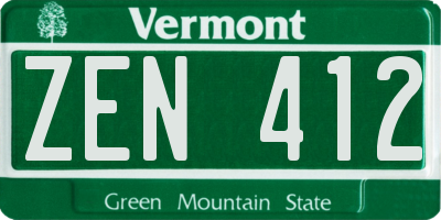 VT license plate ZEN412