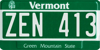 VT license plate ZEN413