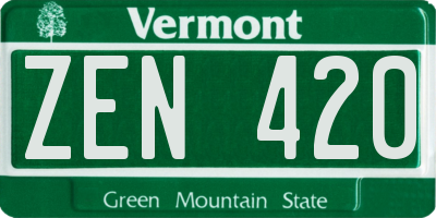 VT license plate ZEN420