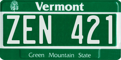 VT license plate ZEN421