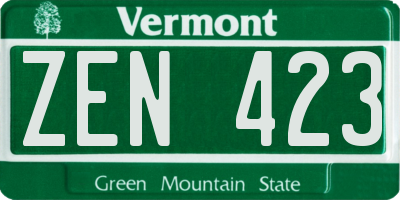 VT license plate ZEN423