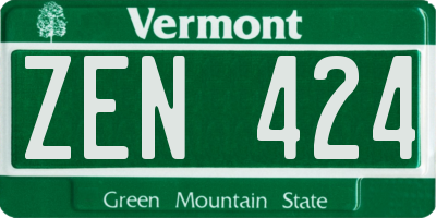 VT license plate ZEN424