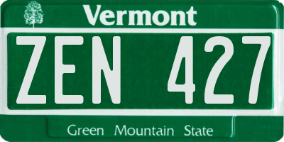 VT license plate ZEN427