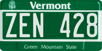 VT license plate ZEN428