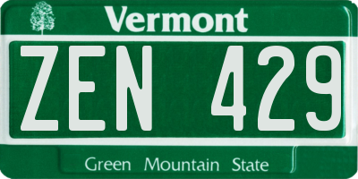 VT license plate ZEN429