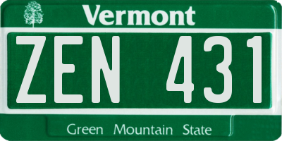 VT license plate ZEN431