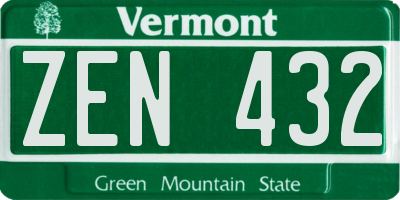 VT license plate ZEN432