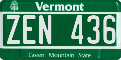 VT license plate ZEN436