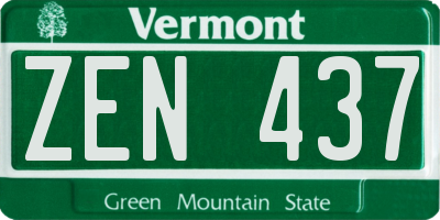 VT license plate ZEN437