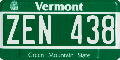 VT license plate ZEN438